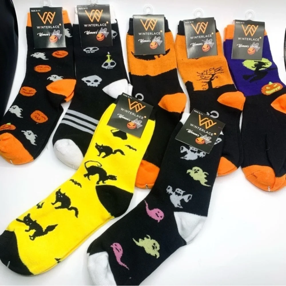 Lot of 7 Pair Winterlace Women’s Halloween Socks New